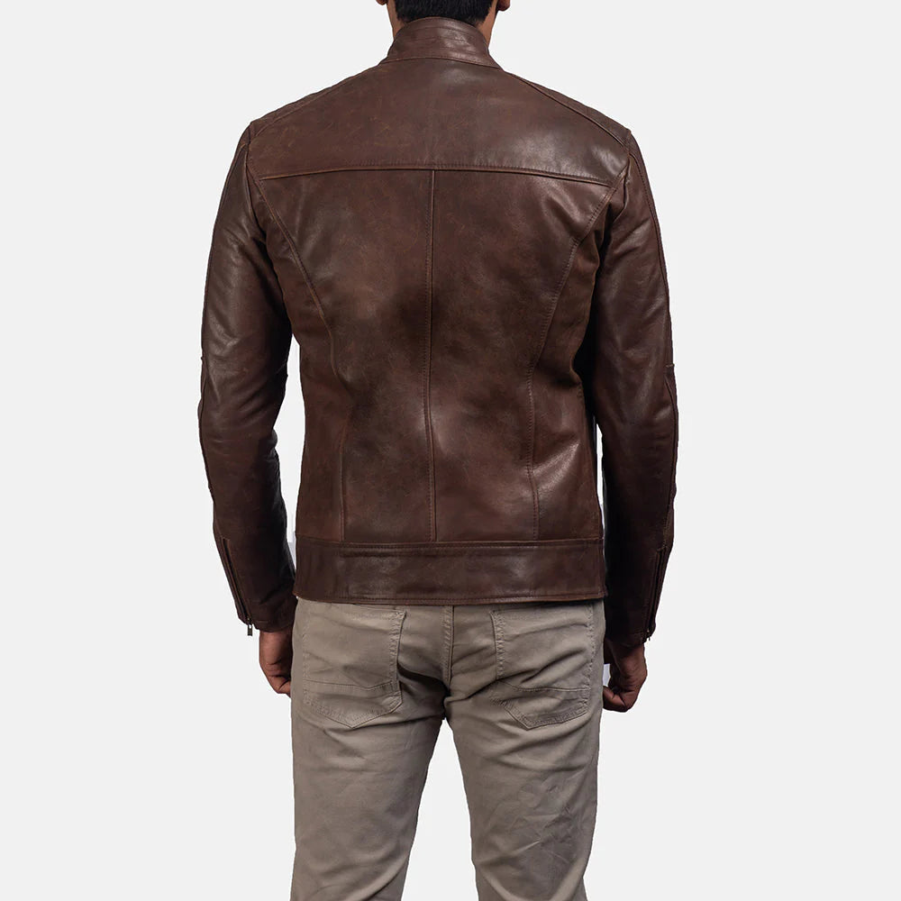 Dean Brown Cowhide Leather Biker Jacket