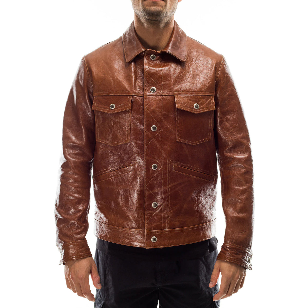Handmade Italian Lambskin Leather Jacket: Men's Slim Fit, Antiqued Brown Jacket