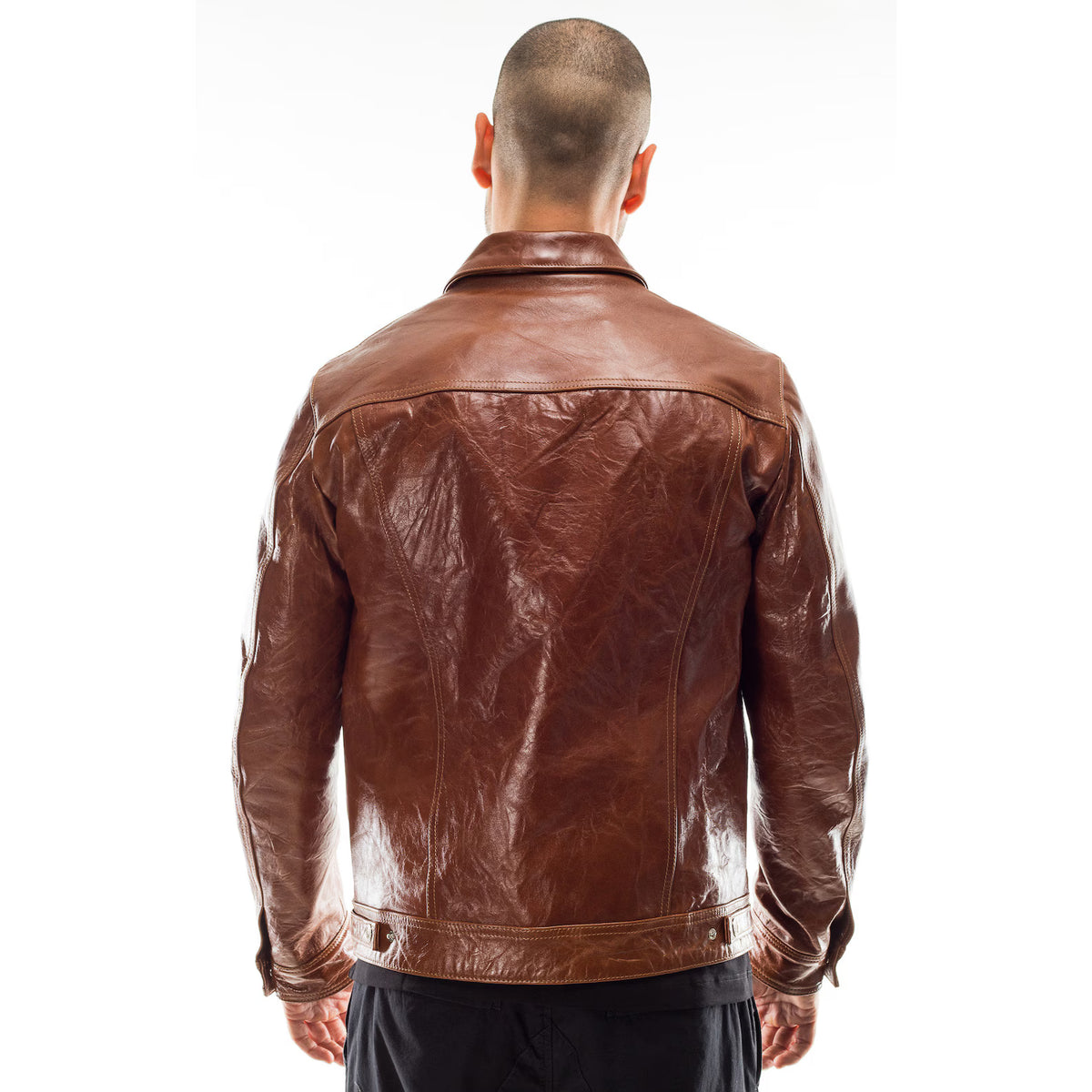 Handmade Italian Lambskin Leather Jacket: Men's Slim Fit, Antiqued Brown Jacket